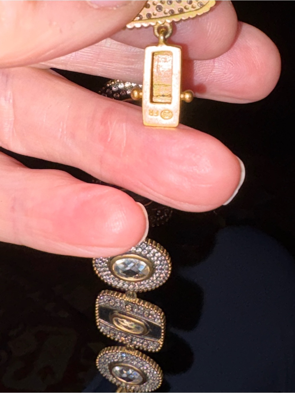 Gold-Tone Crystal Link Bracelet with Clear Stones